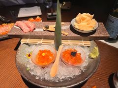 吞拿鱼、三文鱼塔塔配鹿儿岛和牛寿司-Aqua