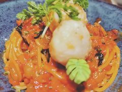 特制墨斗丸配韩式甜椒酱意大利面-BE BRIGHT KITCHEN(正佳广场店)