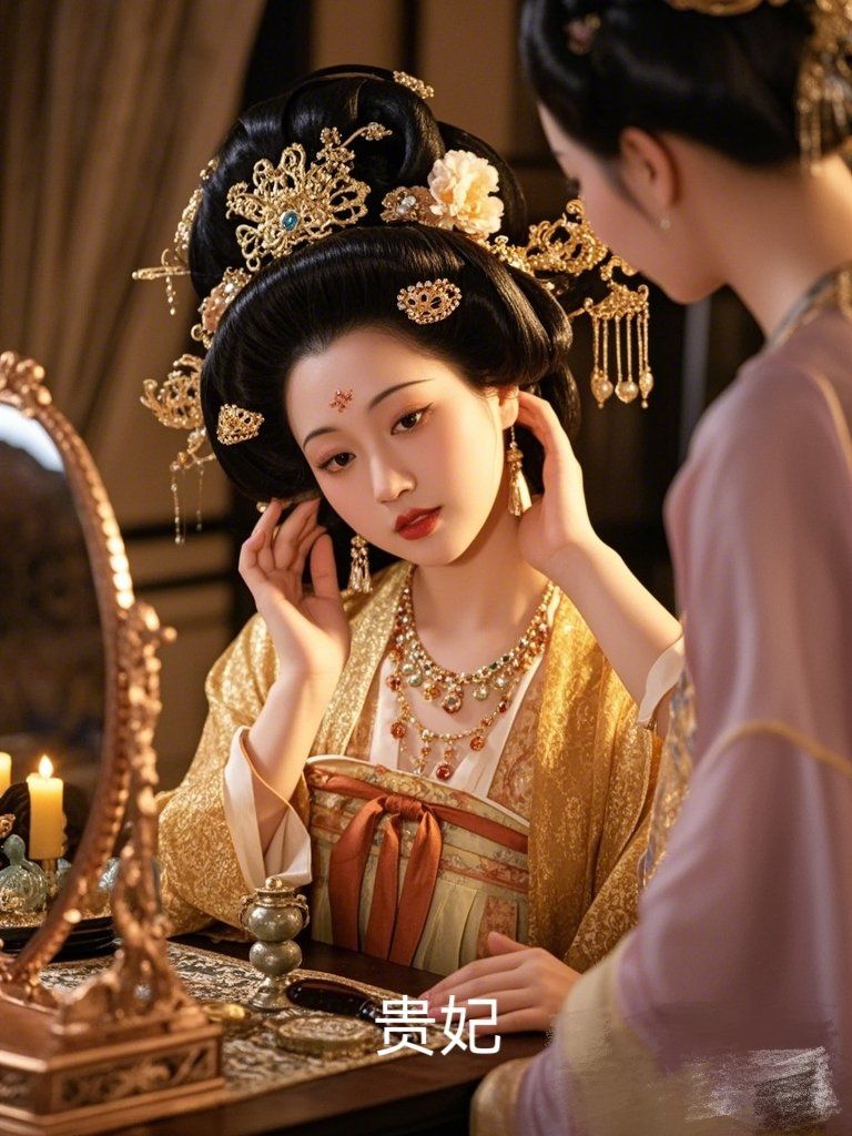 唐朝不同阶品的妃子梳妆