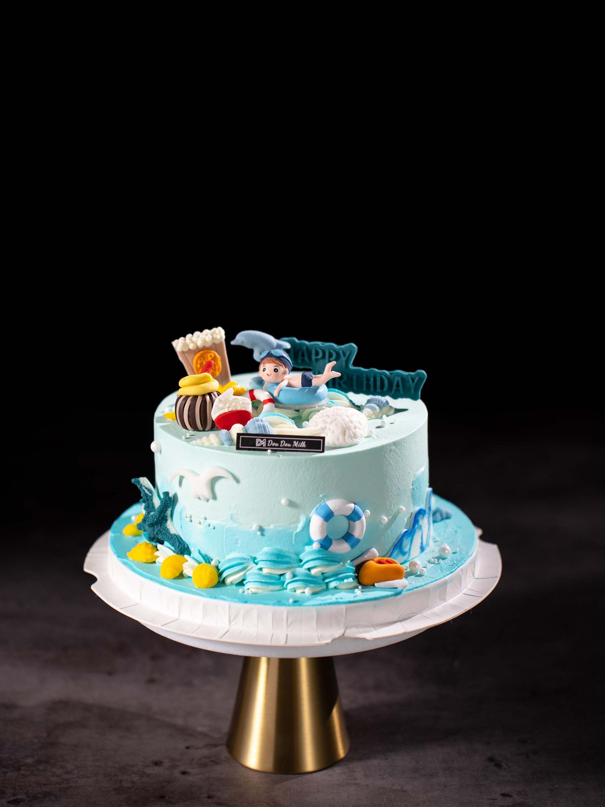 小男生游泳主题蛋糕