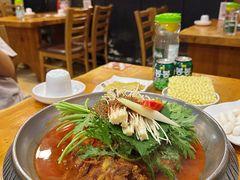 土豆排骨火锅（辣）-喇喇排骨火锅·传统韩式脊骨汤(望京西园总店)