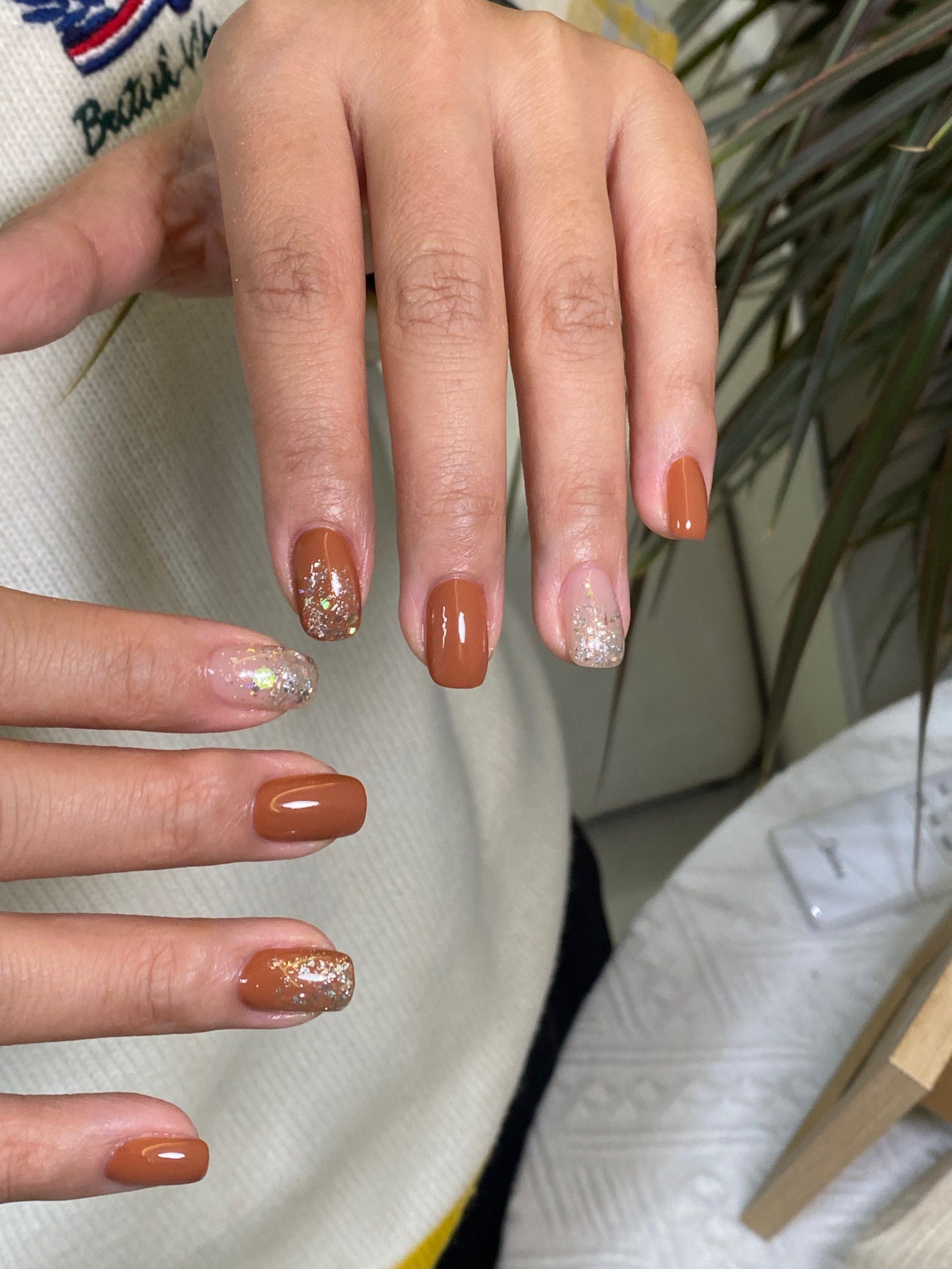 南瓜色秋冬美甲