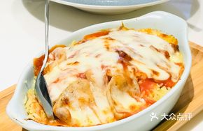Cheese Chicken Cutlet and Sausage Baked Rice