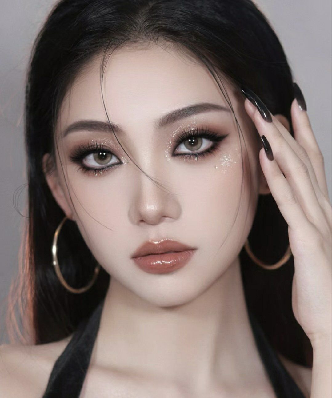 圣诞派对雪花妆豢金棕全包眼线猫眼烟熏妆