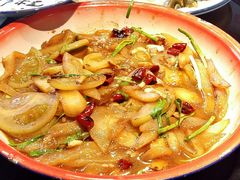 老黄瓜炒绿柿子-鱼窝棚柴火铁锅炖(富山屯店)