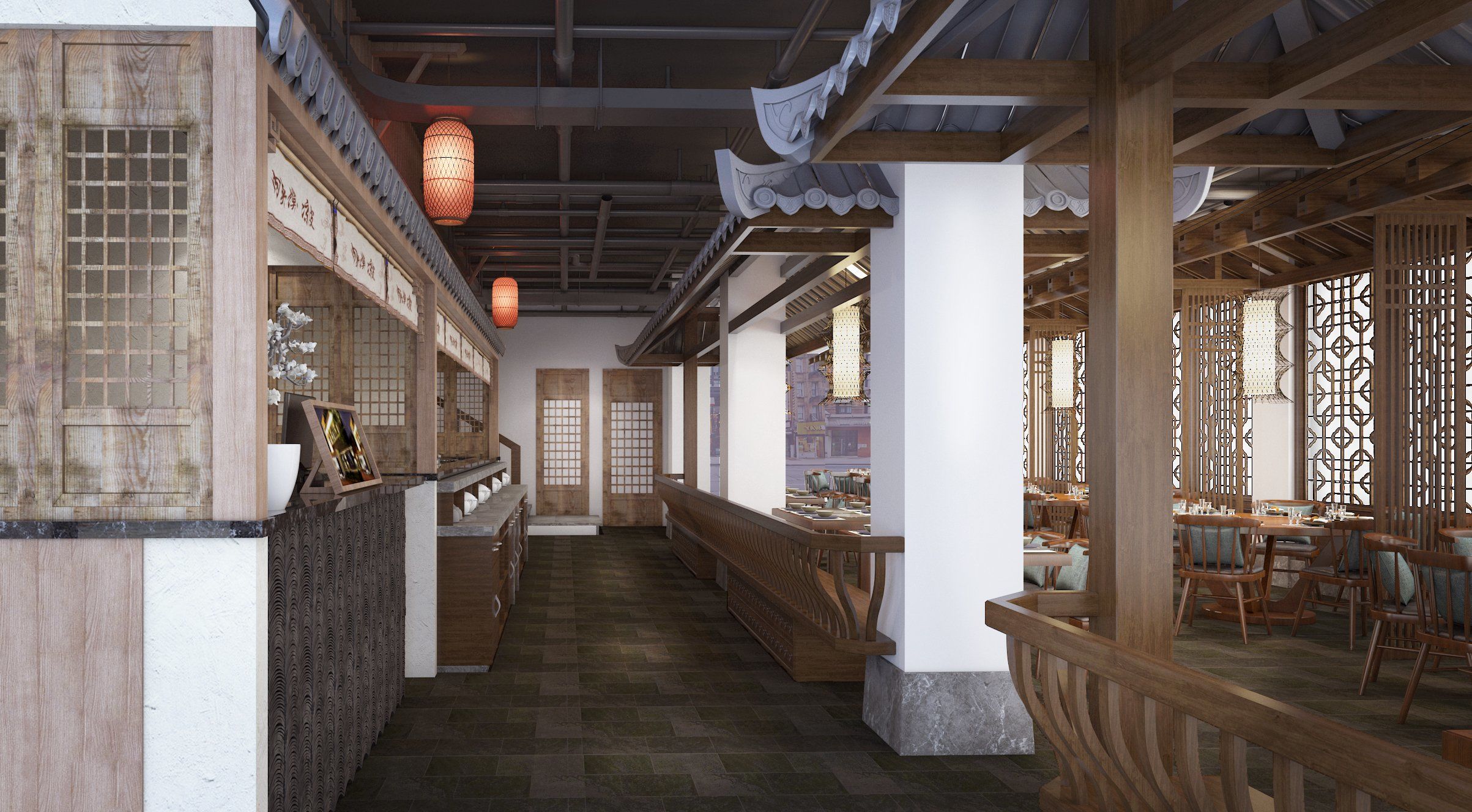 🌳原木江南古镇风格,仿佛穿越到古代🌳
 
这家餐厅的环境真的