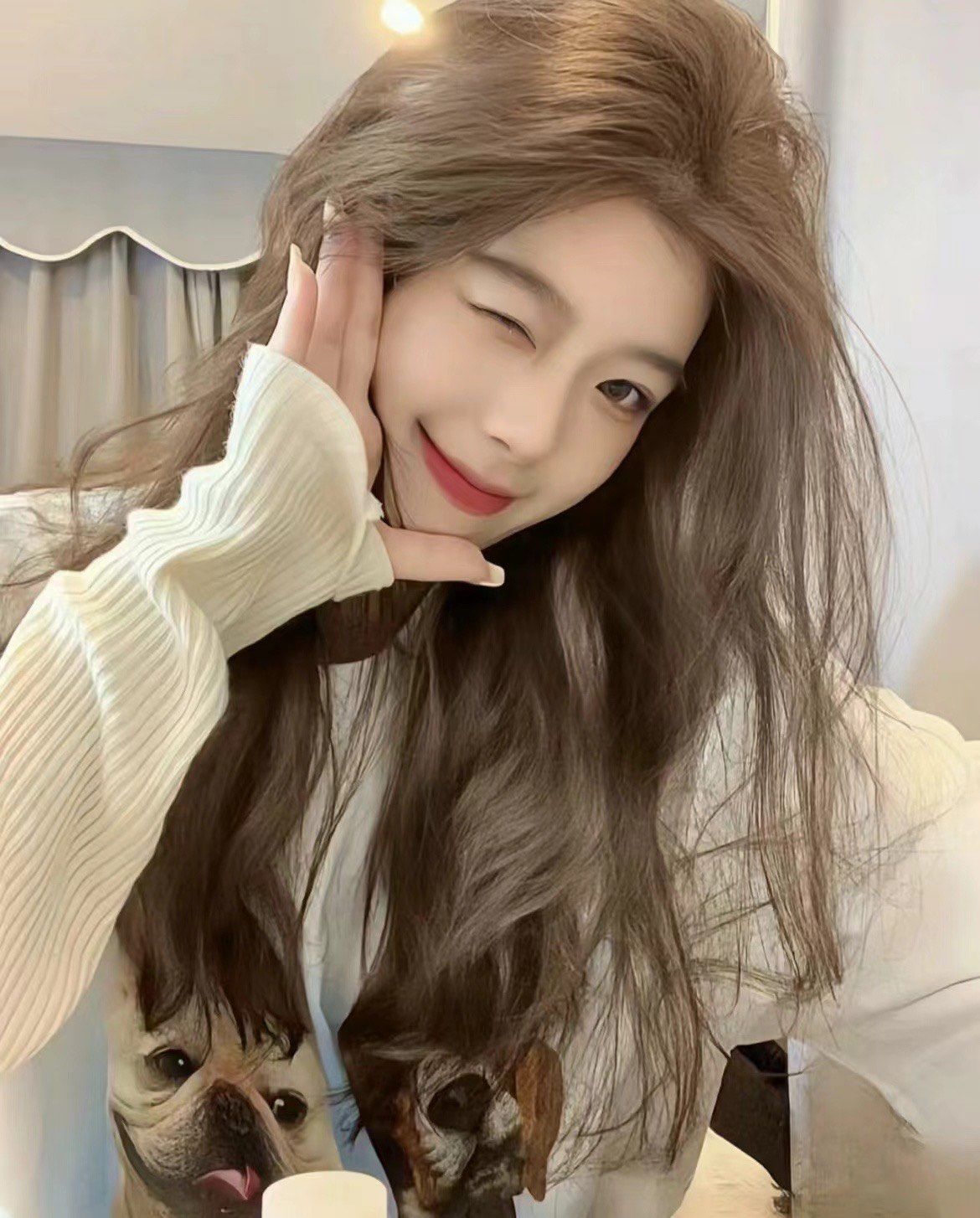 可爱的小姐姐做了一个浅亚麻色 非常可爱漂亮呦