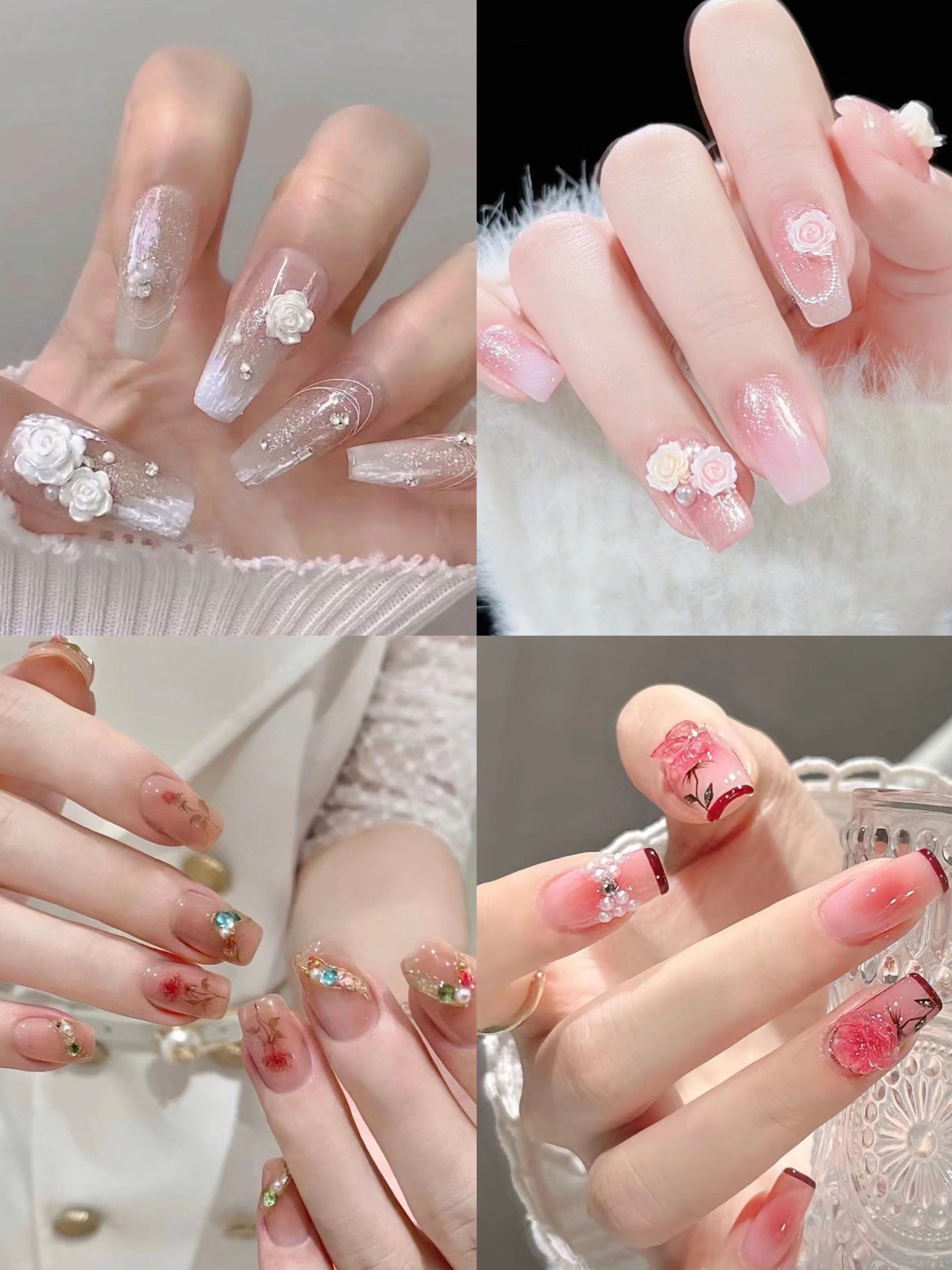 玫瑰美甲也太绝了吧