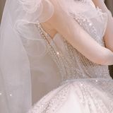 信阳婚纱礼服丨媛范十足的一字肩梦幻奢华款婚纱 