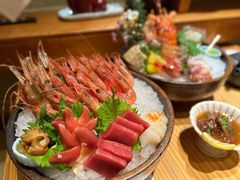 甜虾三色拼盘-花潮料理艺食馆(世欧广场店)