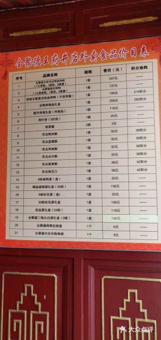北京全聚德(王府井店)菜单图片