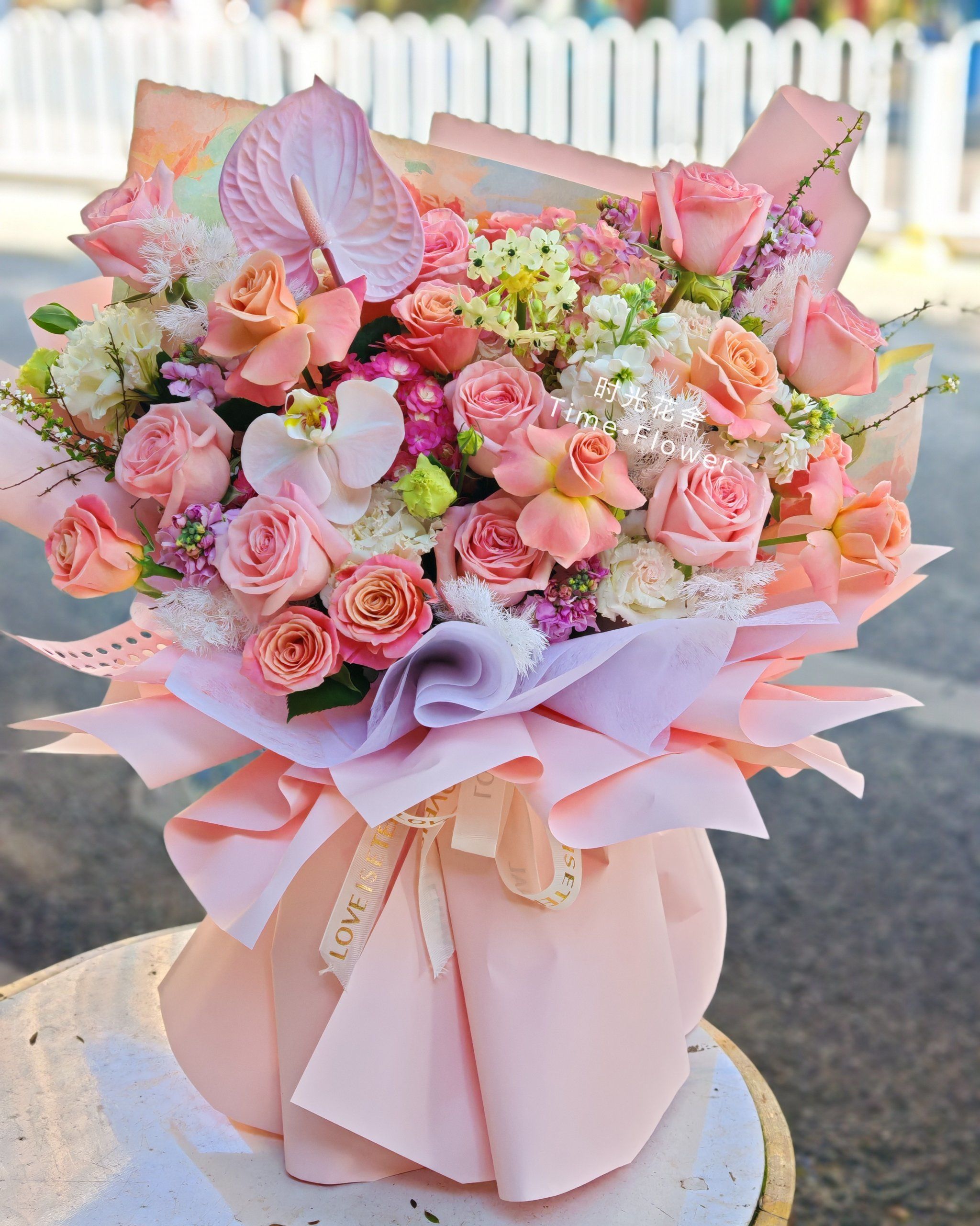 粉色花束#花束#小众花束#粉玫瑰#鲜花花束#生日花束#粉荔枝花束#生日