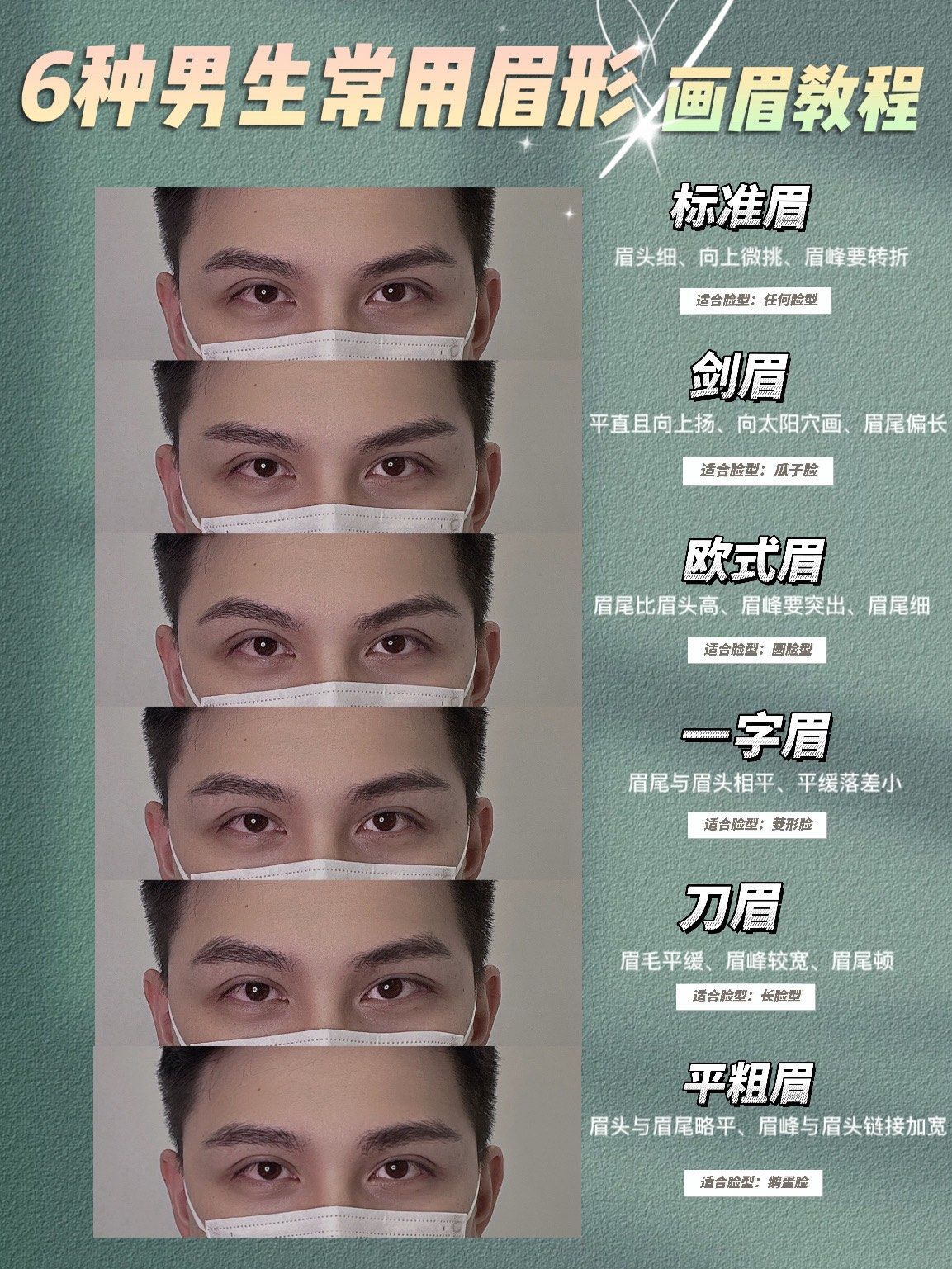 男生常用的6款男士眉型