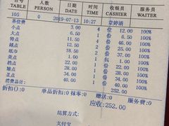 账单-晋江荣誉国际酒店·港誉茶餐厅