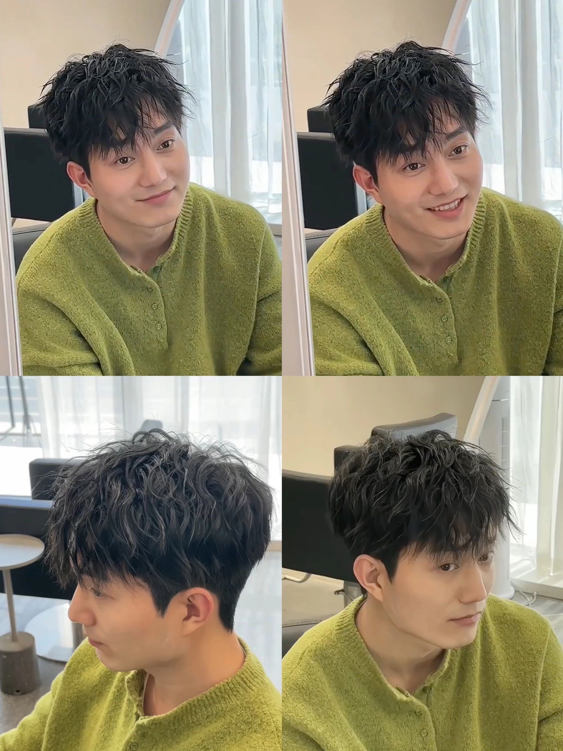 男生日系凌乱感卷发束状纹理烫