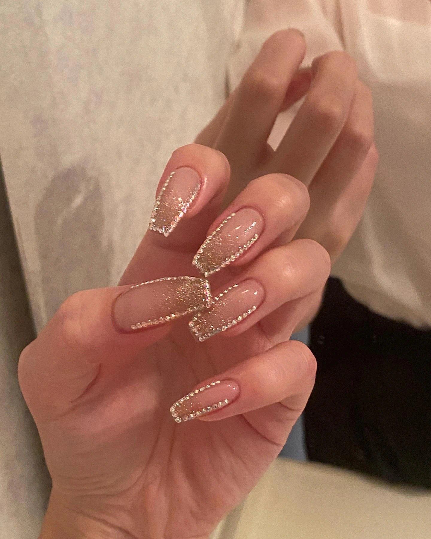 水钻法式美甲梯形甲97