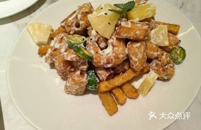 Pineapple Fried Dough with Mustard Shrimp Balls