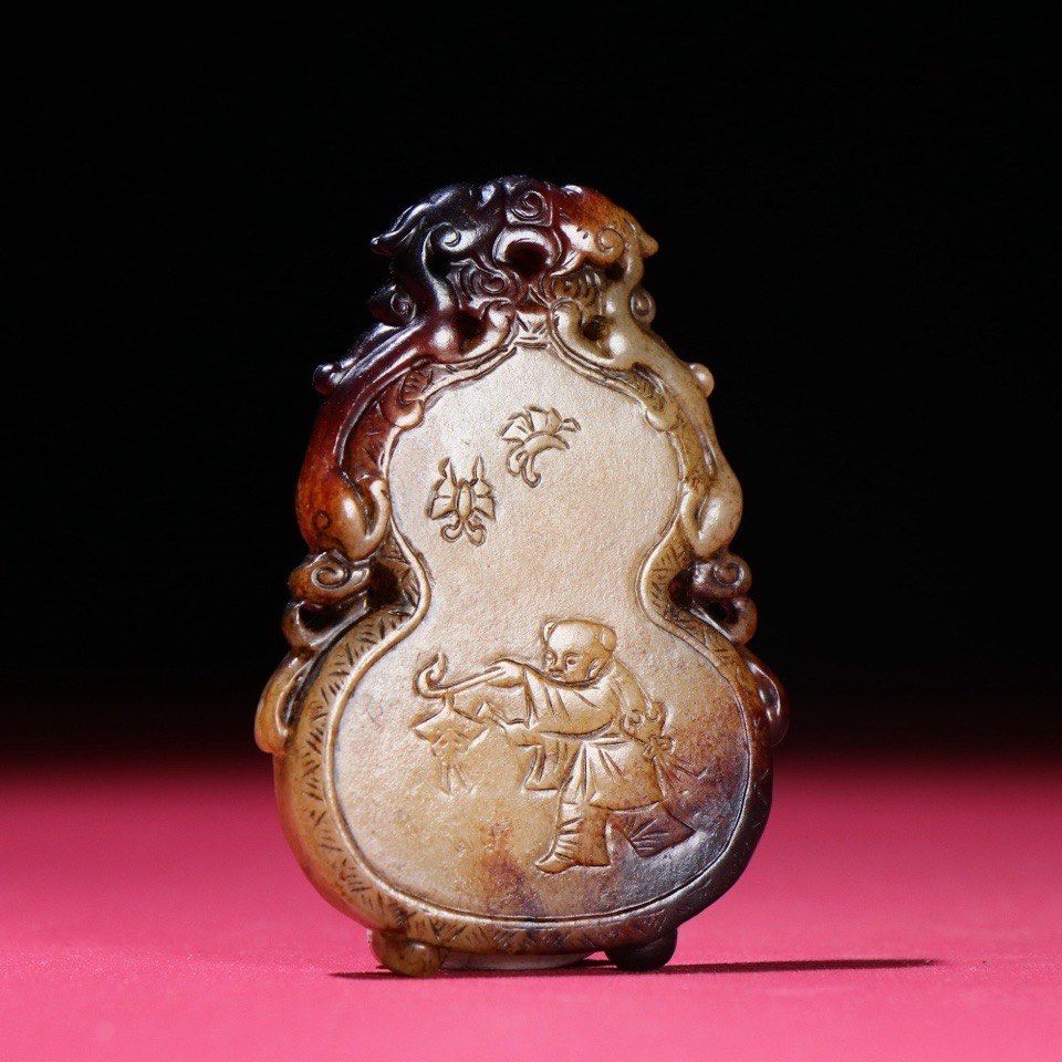 古玉老玉高古玉童子葫芦玉佩