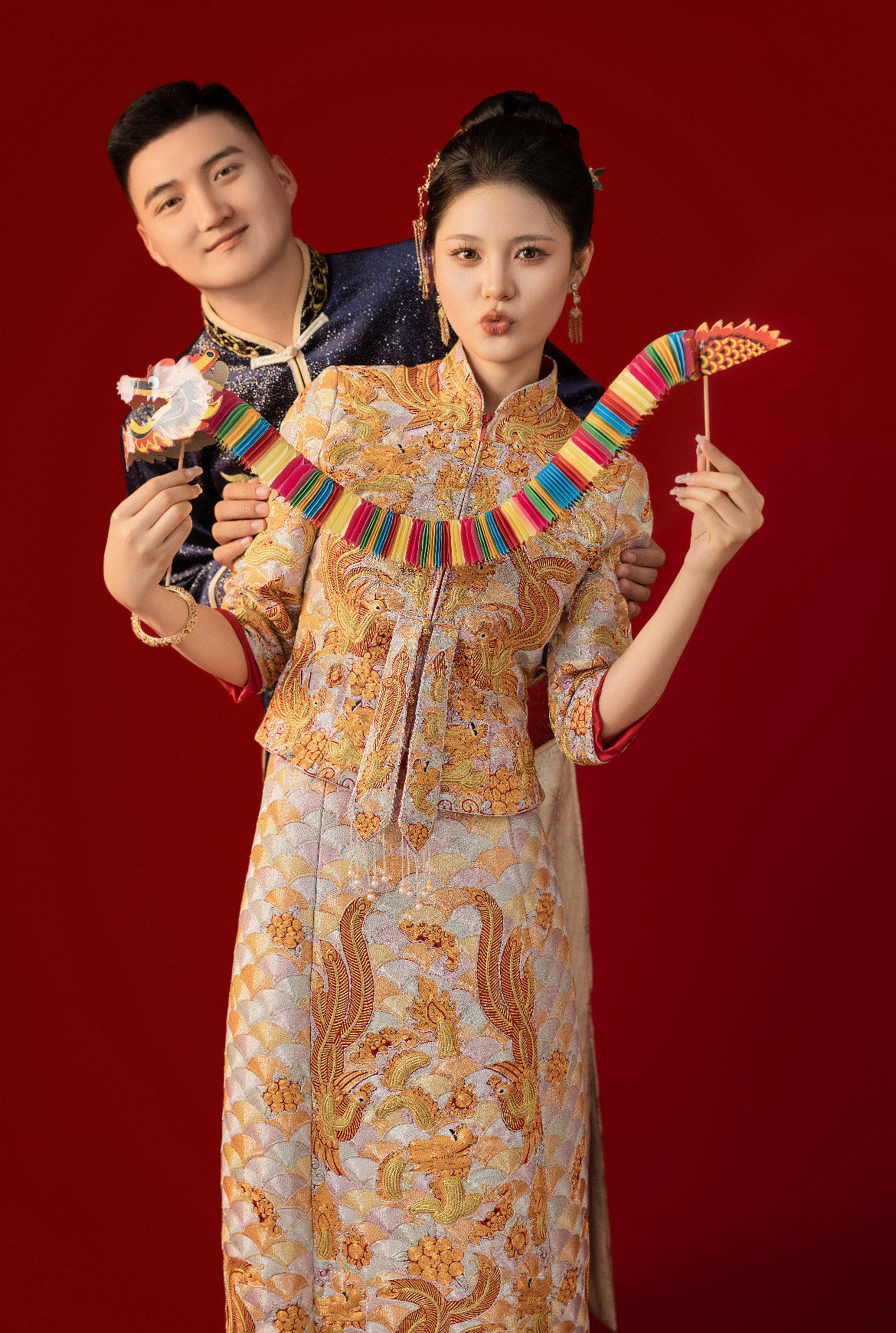 好喜欢这组中式龙凤褂婚纱照国风 yyds