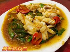 芥蓝炒鱿鱼耳-车头老二大排档