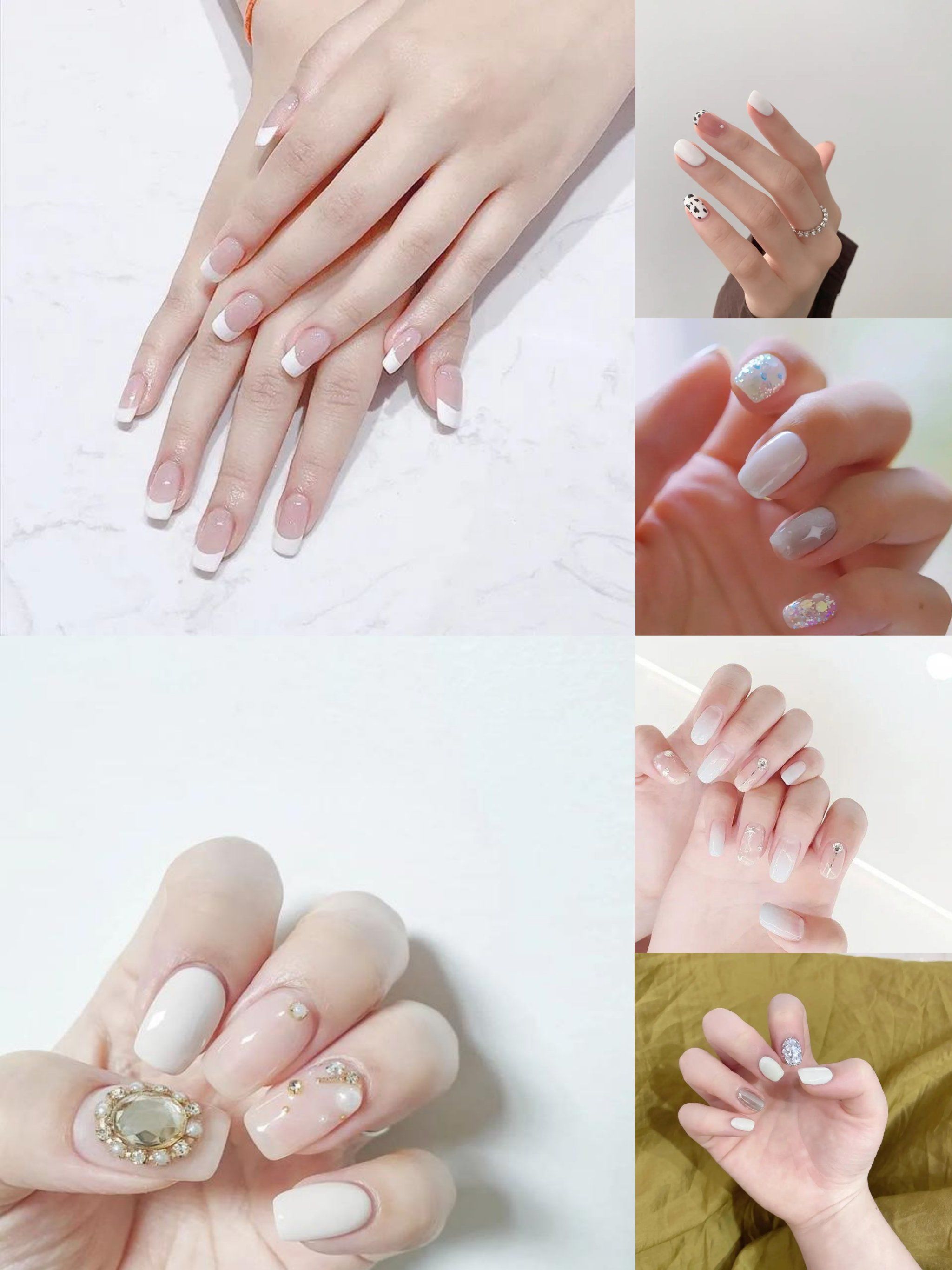 夏日白色系美甲