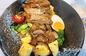 Honey Pineapple Teriyaki Chicken with Purple Rice and Mixed Grains