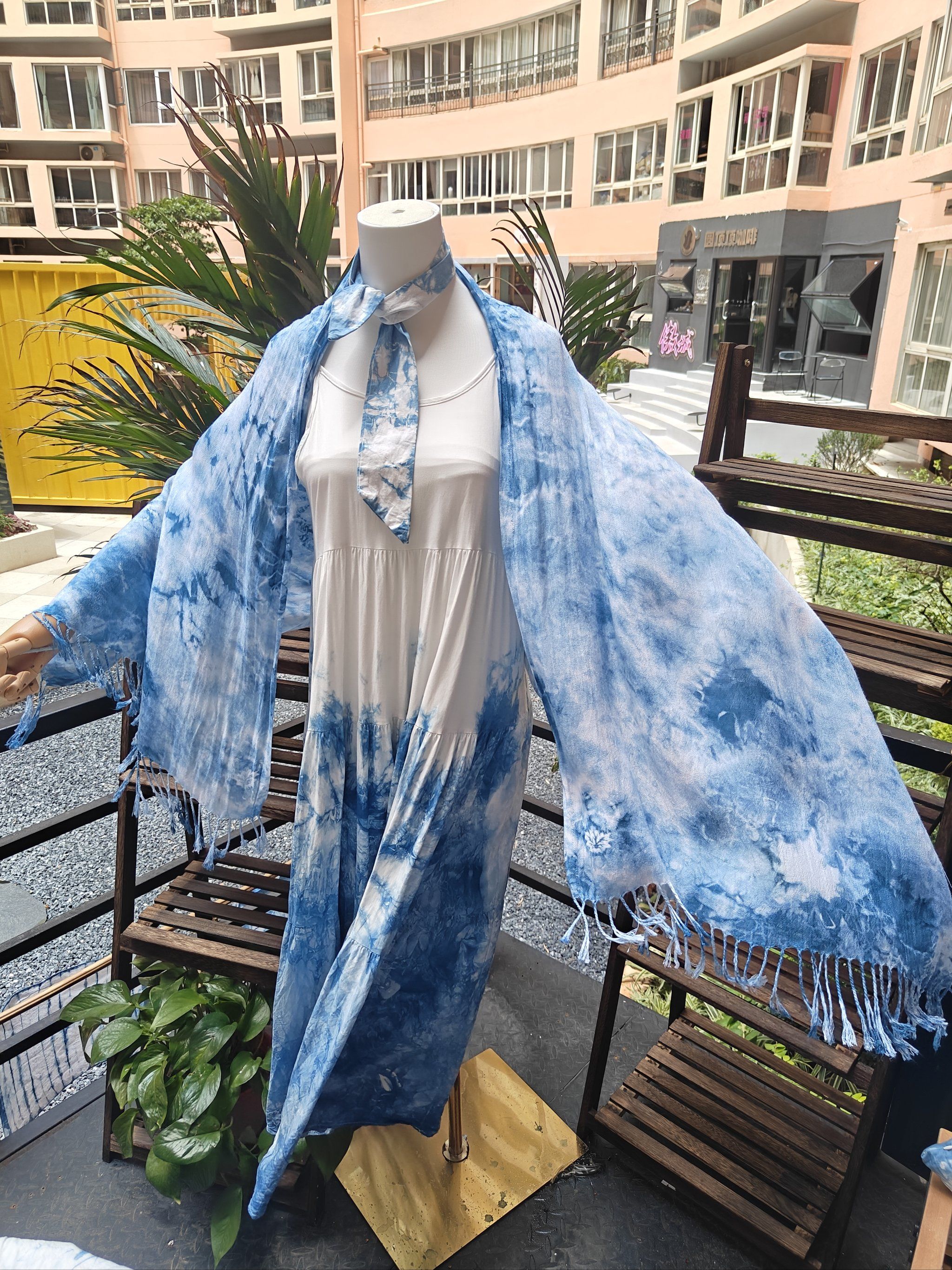 扎染裙子搭披肩yyds