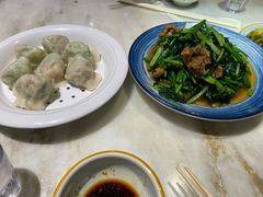 菠菜炒虾爬肉-日丰园海肠水饺·老字号大连海鲜(和平广场店)