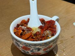 现炸辣椒油-北京老门框爆肚涮肉馆(凤城六路店)