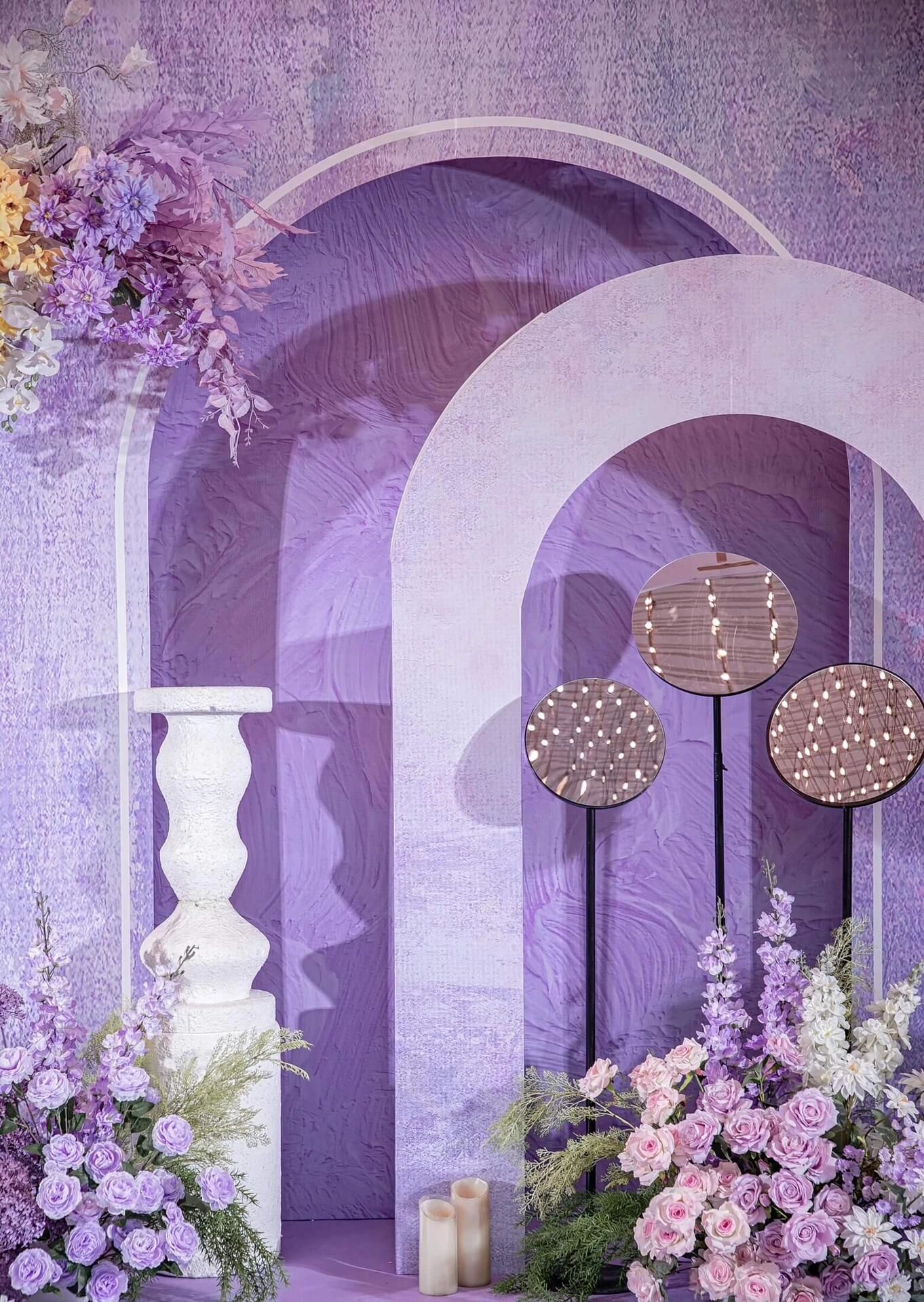 紫色油画风莫奈花园婚礼