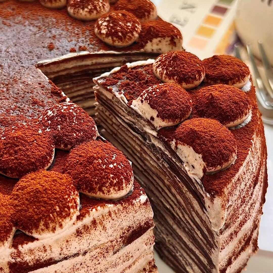 美味的巧克力千层蛋糕