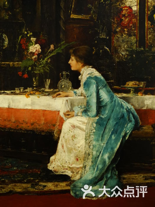 蒙卡奇·油画《沙龙里的两个家庭》(局部)