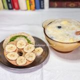 5/25 Monday ｜鲜奶苹果银耳羹 ·花生酱香蕉贝果🥯