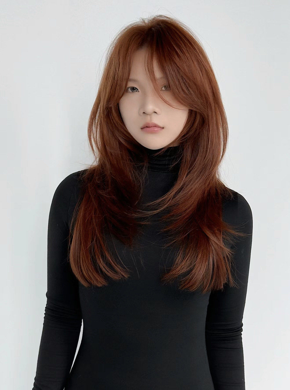 圆脸长发女生发型推荐,高层次氛围感瘦脸动