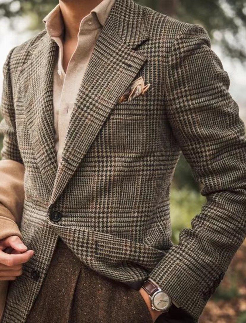 格子西装的复古魅力