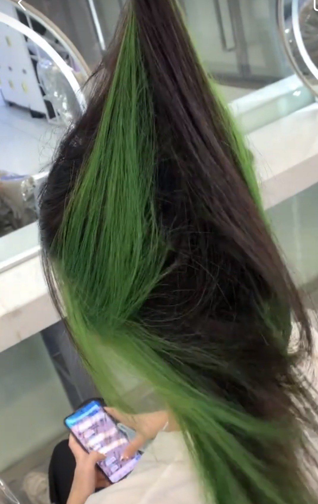 绿色挂耳染 发尾染渐变 我要变美变好看