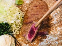 牛かつ130ｇ明太麦飯セット-牛かつもと村(原宿店)