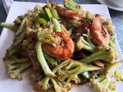 菜花炒大虾-龙香居海鲜家常菜饭店·特色驴肉·古城浑锅