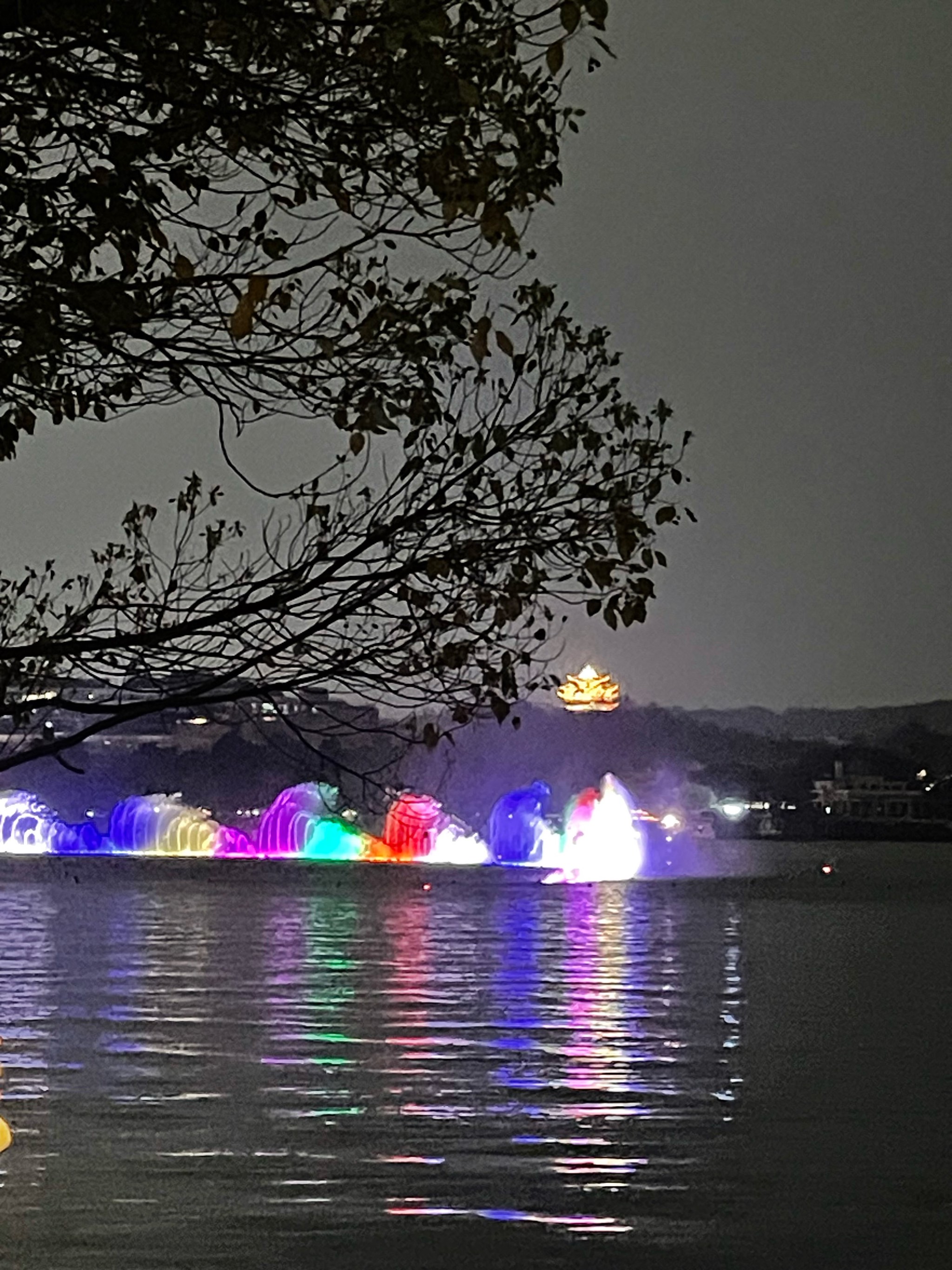 杭州西湖音乐喷泉夜景图片