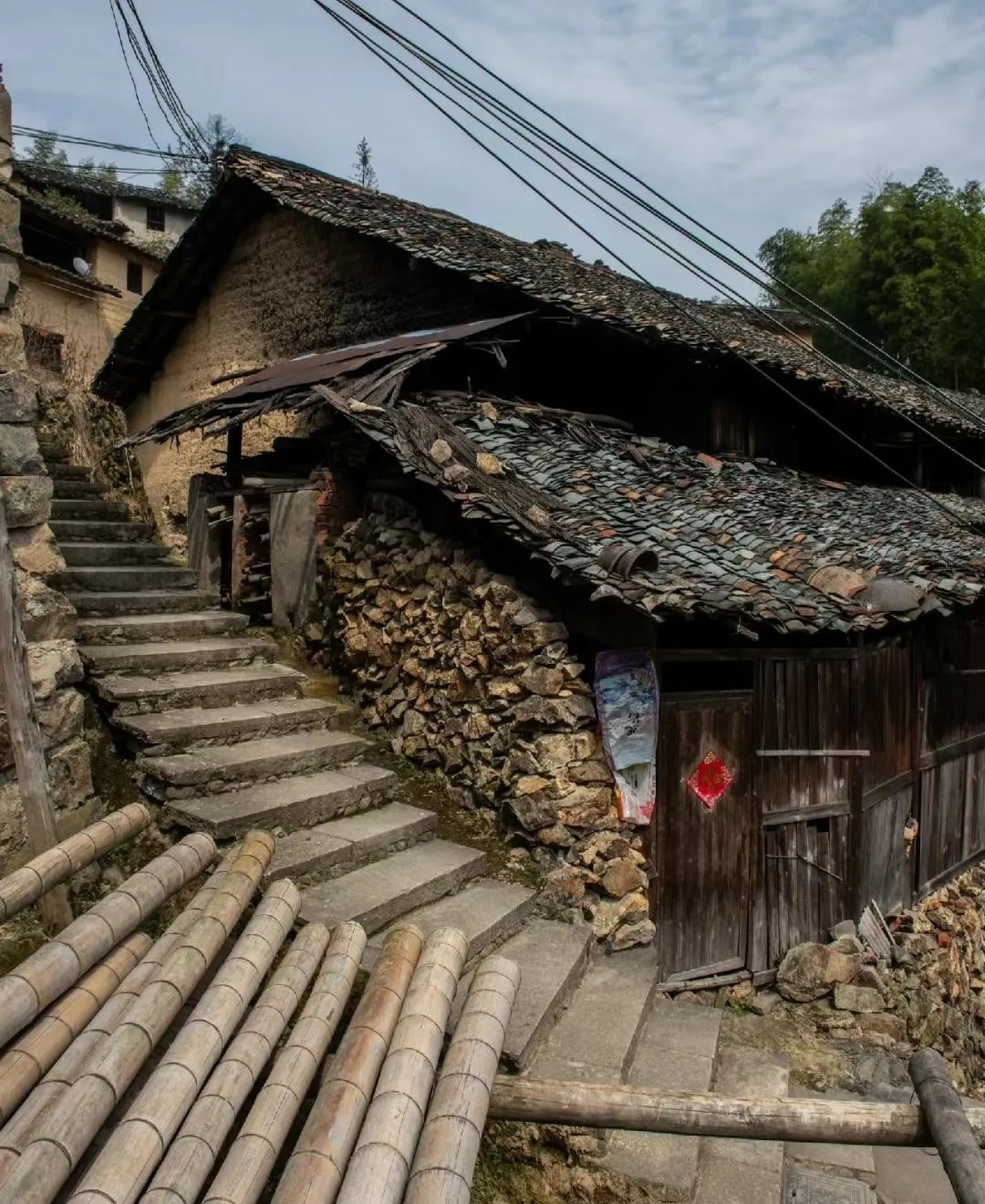 条带状村落图片