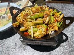 干煸有机菜花-华盛园卷子王农家菜水库鱼