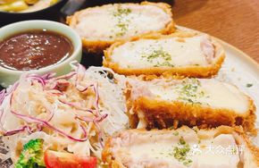 Cheese Fried Pork Cutlet Set with Rice and Soup