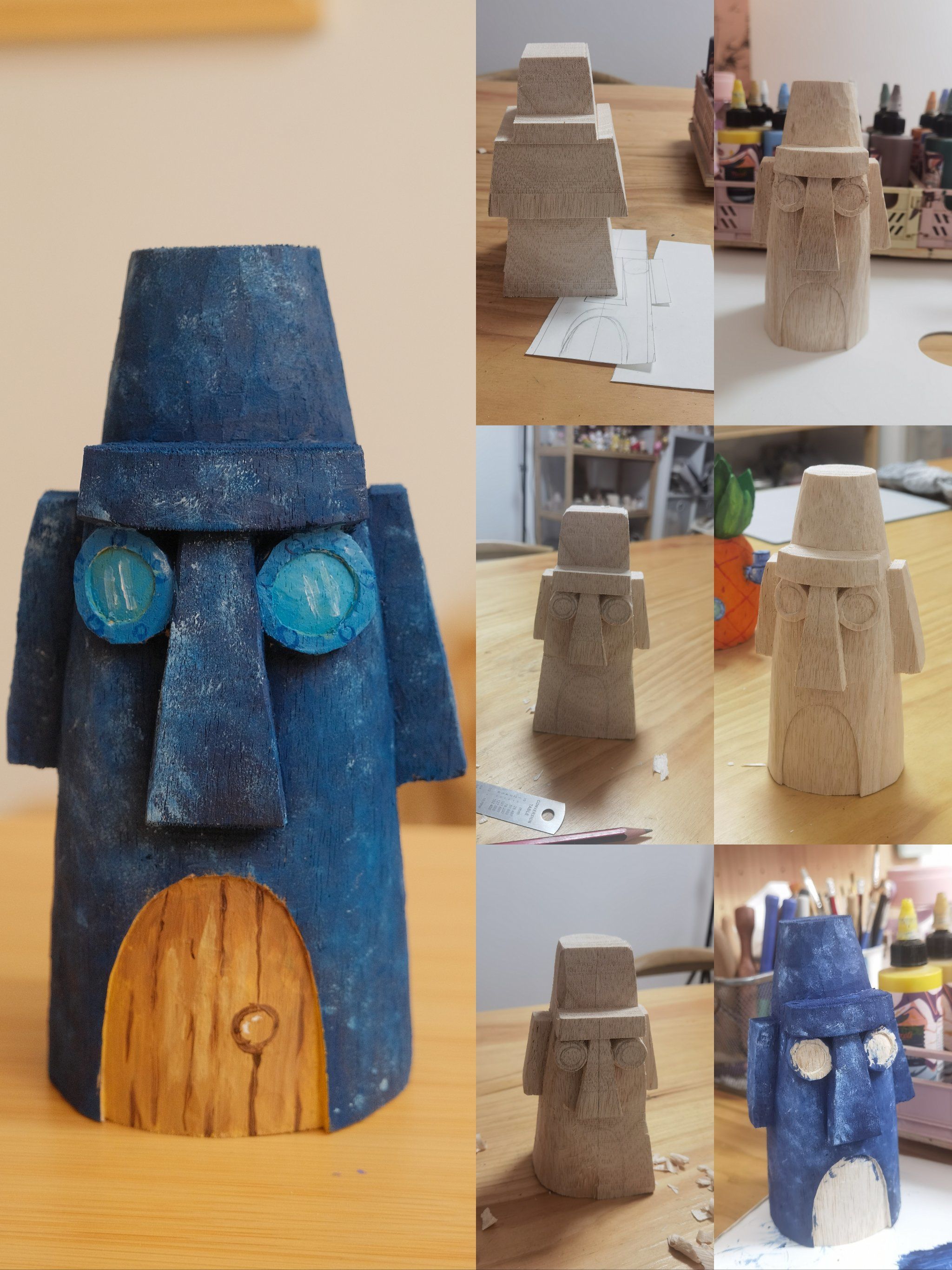 用木头雕一个章鱼哥的豪宅