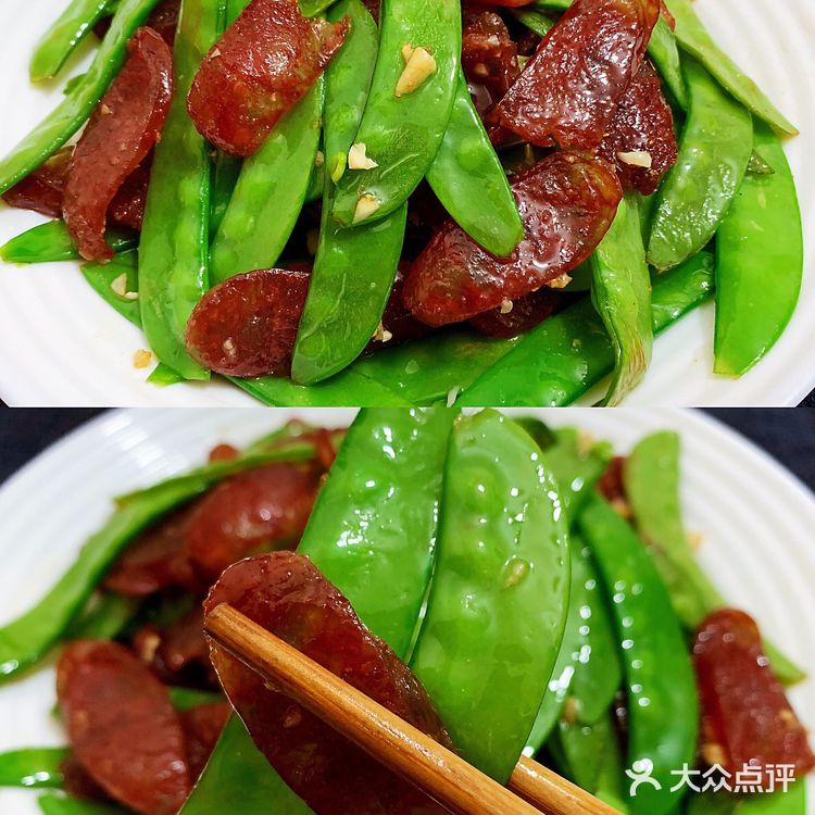 荷兰豆炒腊肉，荤素搭配超级好吃