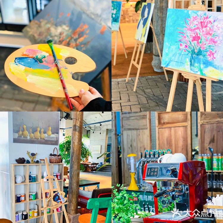 青岛首家油画咖啡厅🎨就藏在金沙滩啤酒城‼️