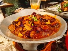 干锅荷包蛋肥肠-绿茶餐厅(财富购物中心店)