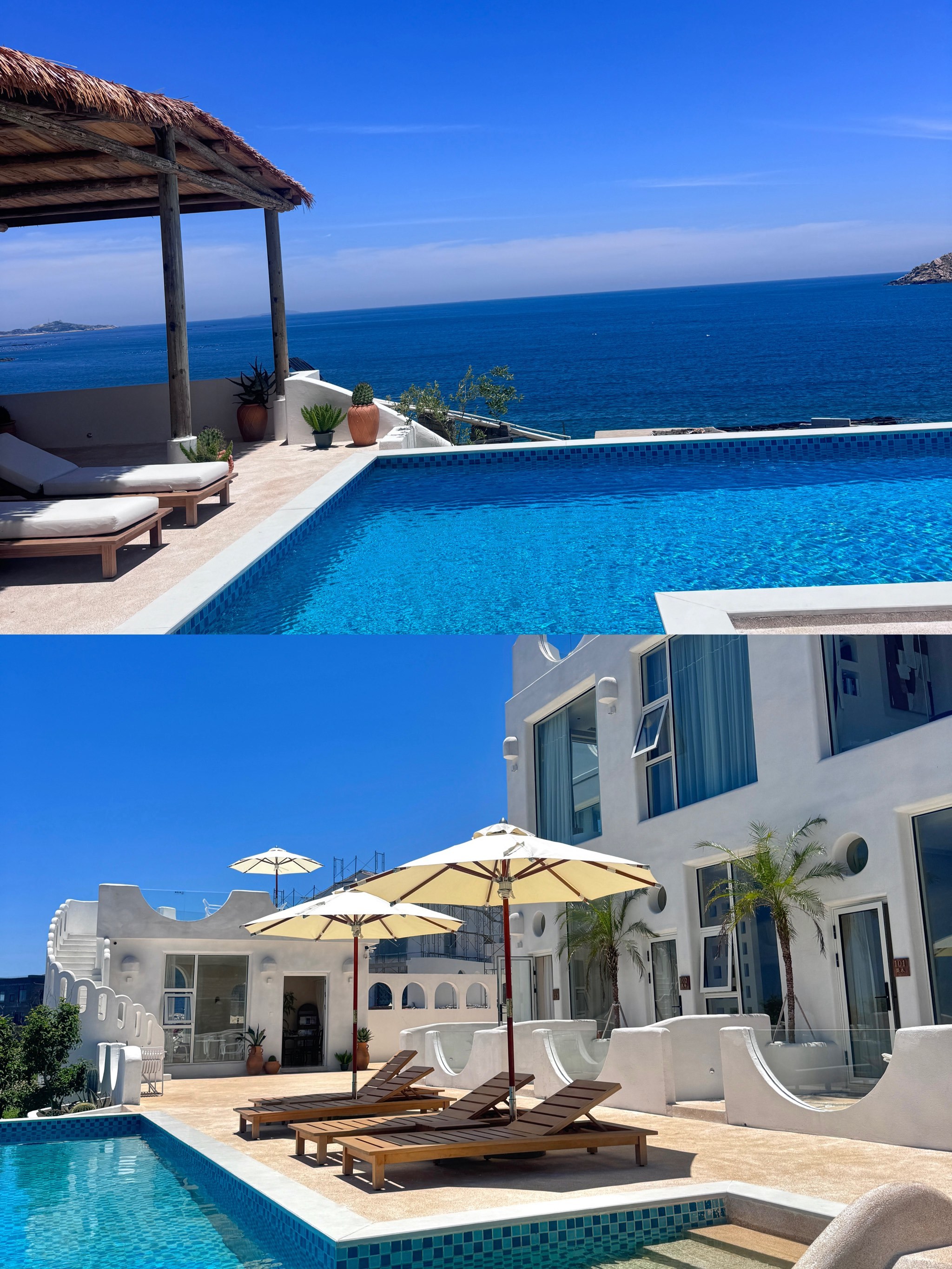 海边上的圣托里尼海景房美到
窒息