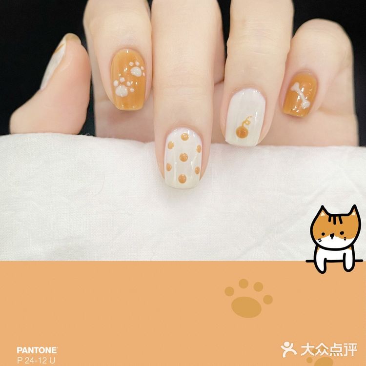 喵～可爱小橘猫🐱春日手绘美甲