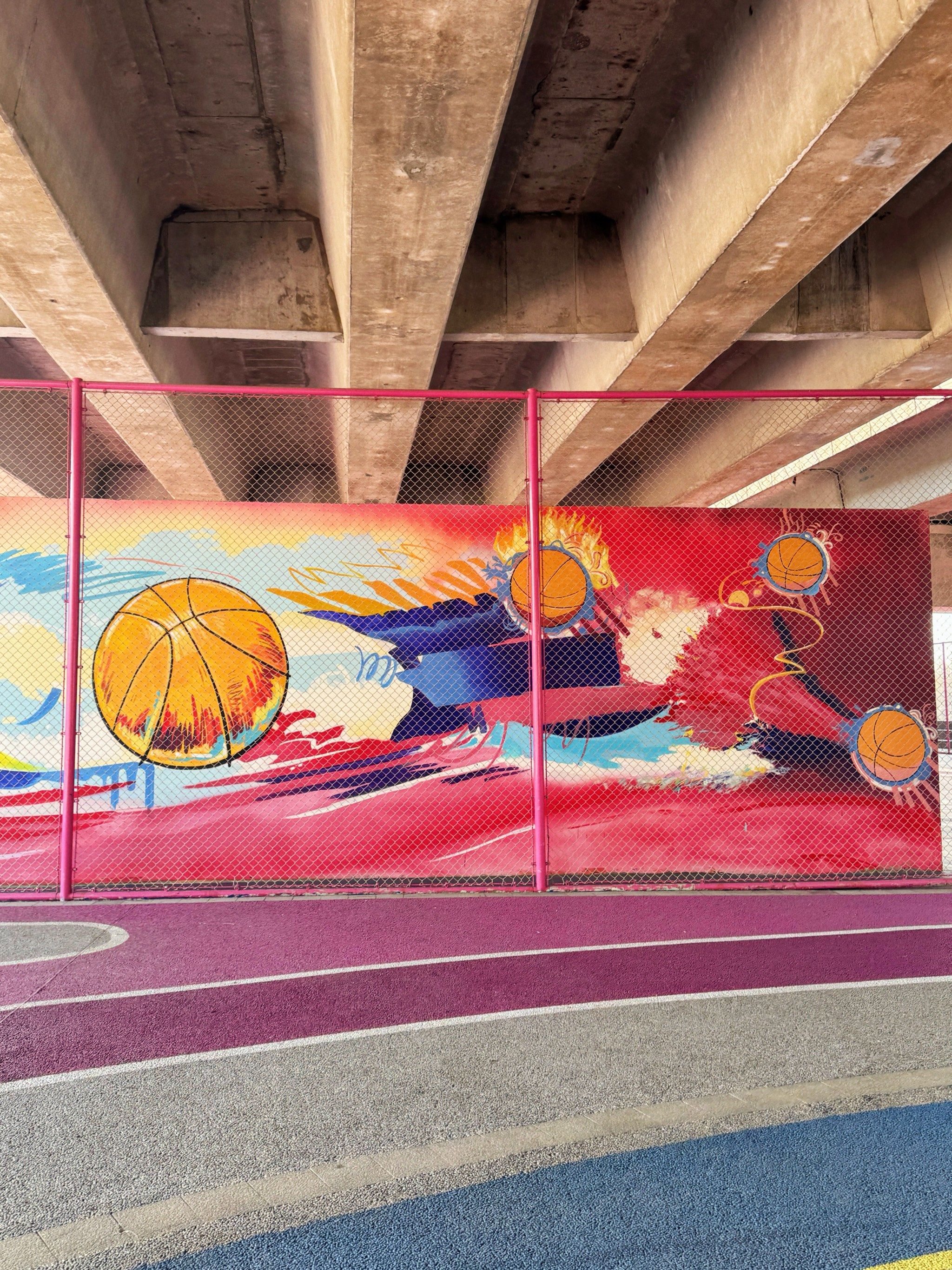 偶遇粉色的篮球场🏀