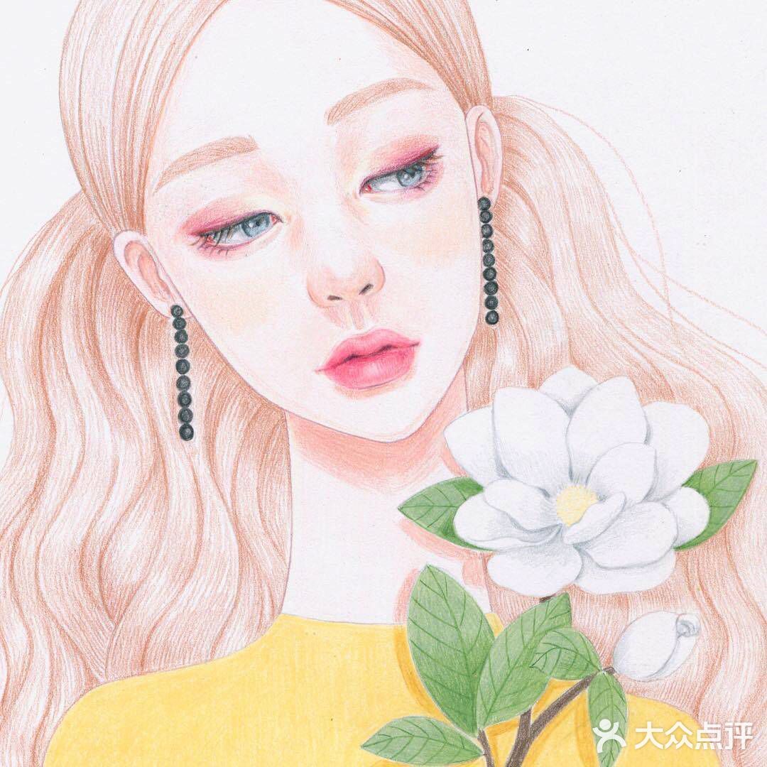 仙气十足的彩铅手绘女孩👧